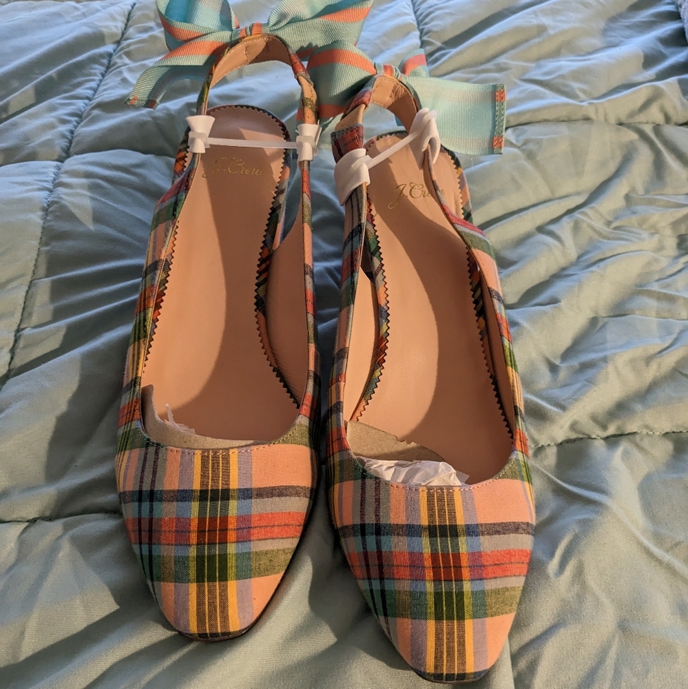 Rare JCrew plaid slingback heel